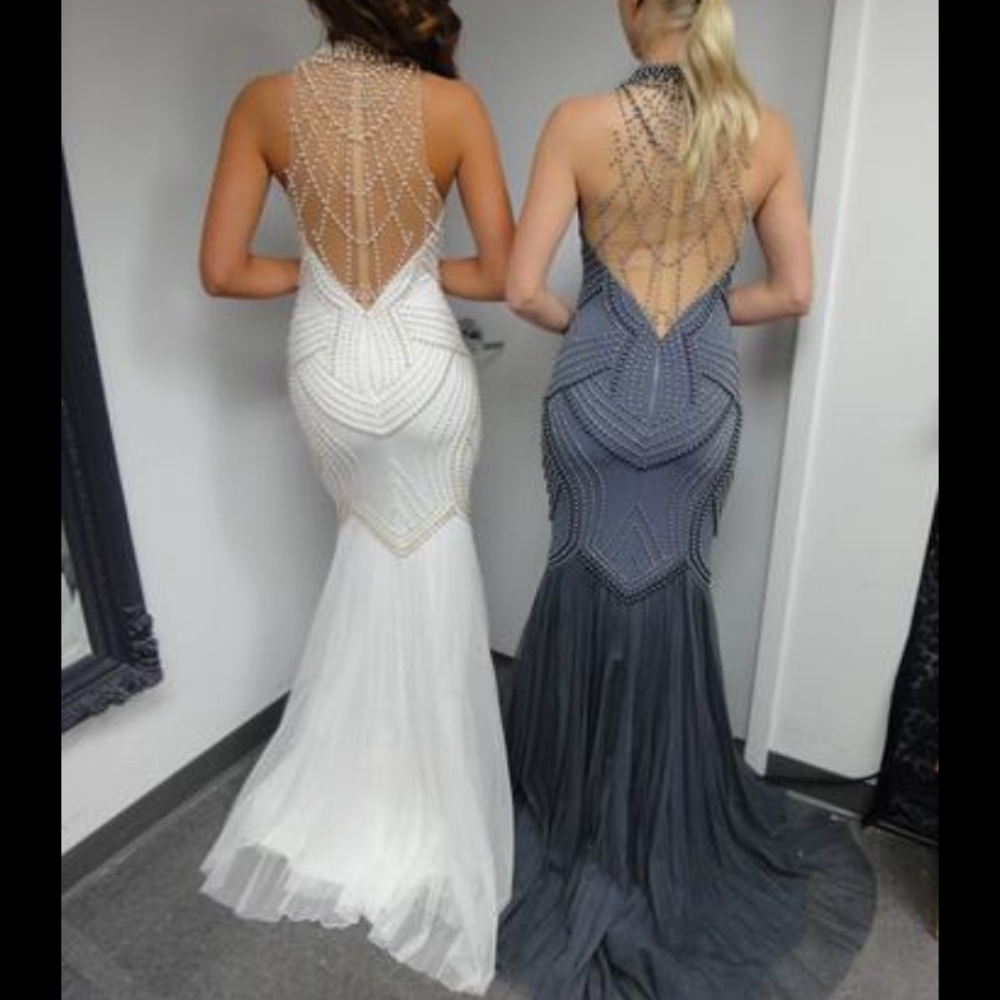 White pearl Jovani dress. Great condition